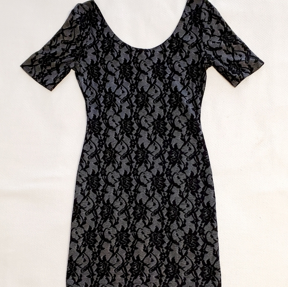 Black Dress Lace Velvet, Burn-Out - Picture 6 of 9